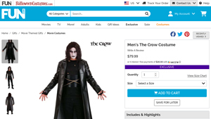 Fun.com - The Crow Costume for Men