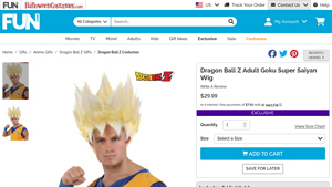 Fun - Dragon Ball Z Goku Super Saiyan Adult Wig