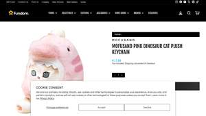 Mofusand - Pink Dinosaur Cat Plush Keychain