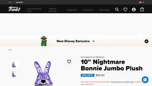Funko - 10'' Nightmare Bonnie Jumbo Plush
