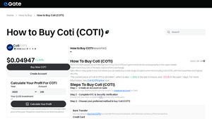 Screenshot of How to Buy Coti (COTI) - Gate.com