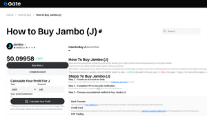 Screenshot of How to Buy Jambo (J) | Guide To Buying J - Gate.com