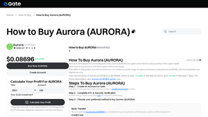 Screenshot of How to Buy Aurora (AURORA) | Guide To Buying AURORA | Gate.com