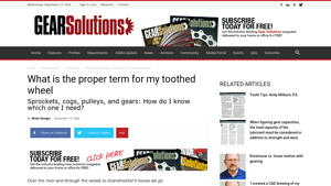 Gear Solutions - Types of Toothed Wheels