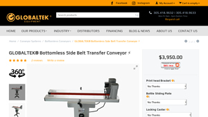 Globaltek - Bottomless Conveyor Side Belt Transfer Model TRA-37S