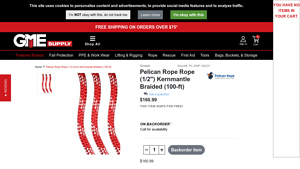 Pelican - 1/2 Inch Kernmantle Braided Rope (100-ft)