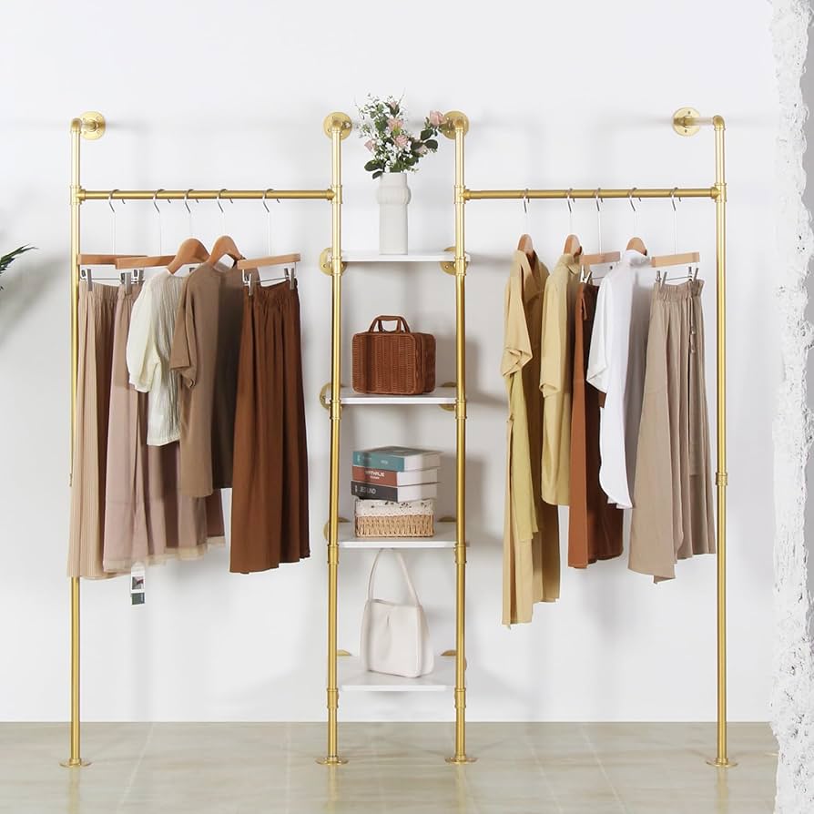 An application scenario or product detail of gold clothing rack - Image 1