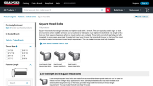 Grainger - Square-Head Bolts