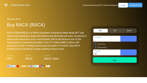 Screenshot of Buy RACA (RACA) | Buy RACA Coin with Fiat, EUR & USD