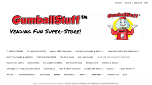 Gumball Stuff - Black 4 Selection Pokemon Trading Card Vending Machine