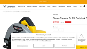 Gutstark - Sierra Circular 7-1/4 Disco Cortadora Madera