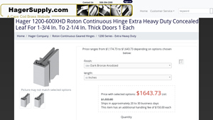 Hager - 1200-600XHD Roton Continuous Hinge