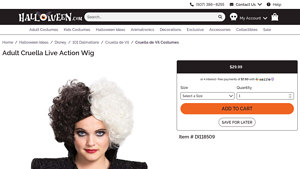 Halloween - Cruella Live Action Adult Wig