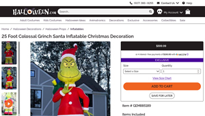 Grinch - 25 Foot Inflatable Holiday Decoration