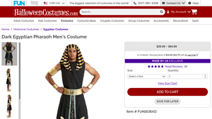 Halloweencostumes.com - Egyptian Dark Pharaoh Costume for Men