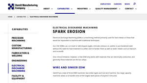 Hamill Manufacturing - Electrical Discharge Machining (EDM) Services