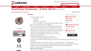 HAMMFG - 1182 Series Toroidal Power Transformers