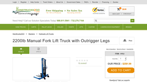 Hand Trucks 2 Go - 2200lb Manual Fork Lift Truck
