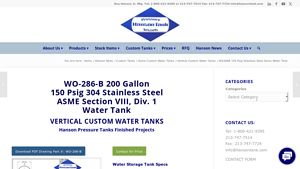 Hanson Tank - 200 Gallon Vertical Storage Tank