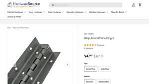 Hardwaresource - Wrap Around Piano Hinges