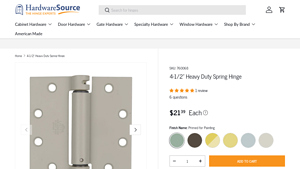 Hardwaresource - 4-1/2 Heavy Duty Spring Hinge