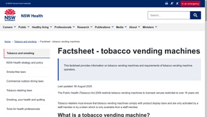 NSW Health - Tobacco Vending Machines