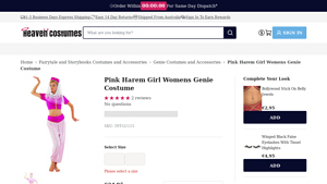 Heaven Costumes - Pink Two Piece Belly Dancer Costume