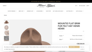 Henri Henri - Mountie Flat Brim Fur Felt Hat