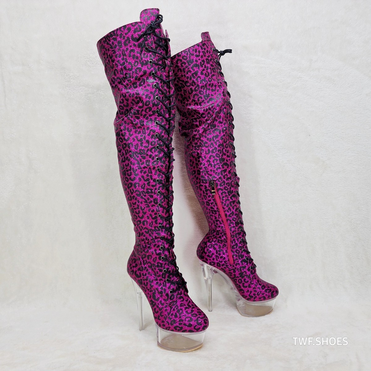 An application scenario or product detail of high heel women's hot pink pop star boots - Image 3