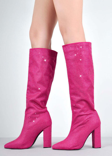 An application scenario or product detail of high heel women's hot pink pop star boots - Image 13