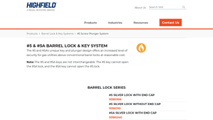 Highfield - Utility Barrel Lock & Plunger Key System