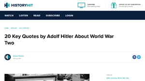 History Hit - Hitler's Quotes on WWII