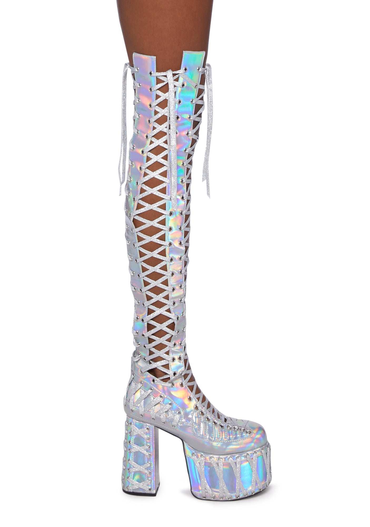 An application scenario or product detail of holographic knee high space boots - Image 22