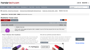 Honda - Radiator Hose Size Guide