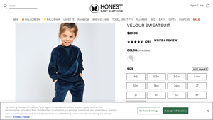 Honest Baby Clothing - Velour Sweatsuit