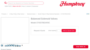 Humphrey - Direct Solenoid 3-Way Pneumatic Valve