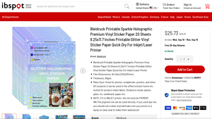 Ibspot - Bleidruck Printable Sparkle Holographic Vinyl Sticker Paper