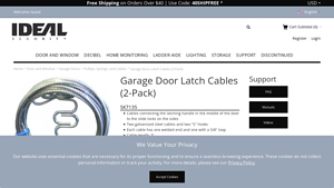 Ideal Inc - Garage Door Latch Cables 2-Pack