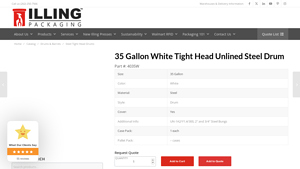 Illing Company - 35 Gallon White Steel Drum