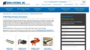 Inpaksystems - V-Belt Bag Closing Conveyors