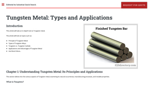 IQS Directory - Tungsten Properties and Applications