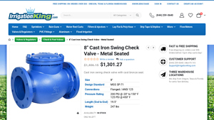 Irrigation King - 8 Cast Iron Swing Check Valve