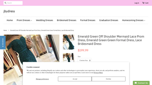JBY Dress - Emerald Green Off Shoulder Mermaid Lace Prom Dress