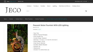 Jeco - Peacock Water Fountain with LED Lighting