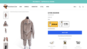 KIGURUMI.COM - Eeyore Kigurumi Adult Onesie
