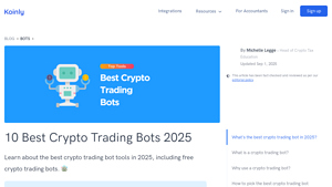 Screenshot of 10 Best Crypto Trading Bots September 2025 | Expert Review - Koinly