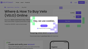 Screenshot of Where & How To Buy Velo Online - Purchase VELO with EUR