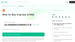Screenshot of How to Buy Coq Inu (COQ) - KuCoin