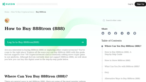 Screenshot of How to Buy 888tron(888) - KuCoin