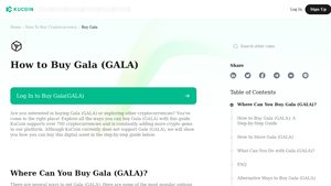 Screenshot of How to Buy Gala(GALA) - KuCoin